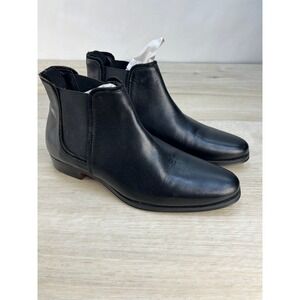 ASOS Mens Black Leather Chelsea Boots Ankle Booties Elastic Side Size 05